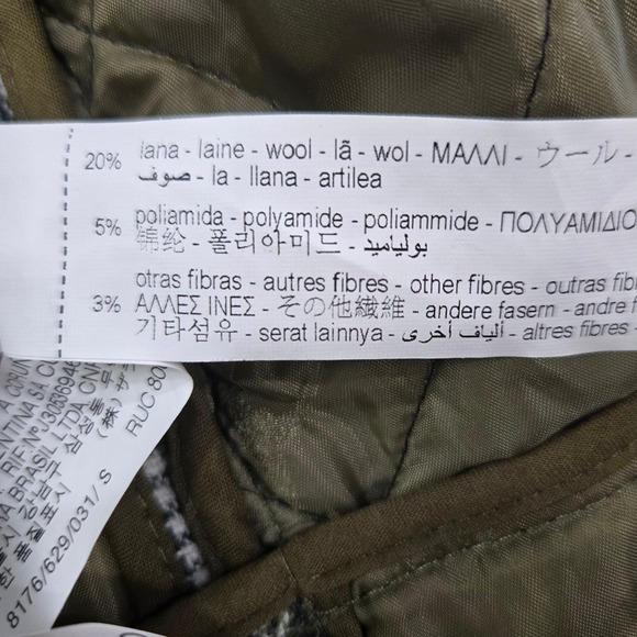 Zara Olive Plaid Quilted Equestrian Riding Jacket with Snap Pockets Size Small - Picture 10 of 13